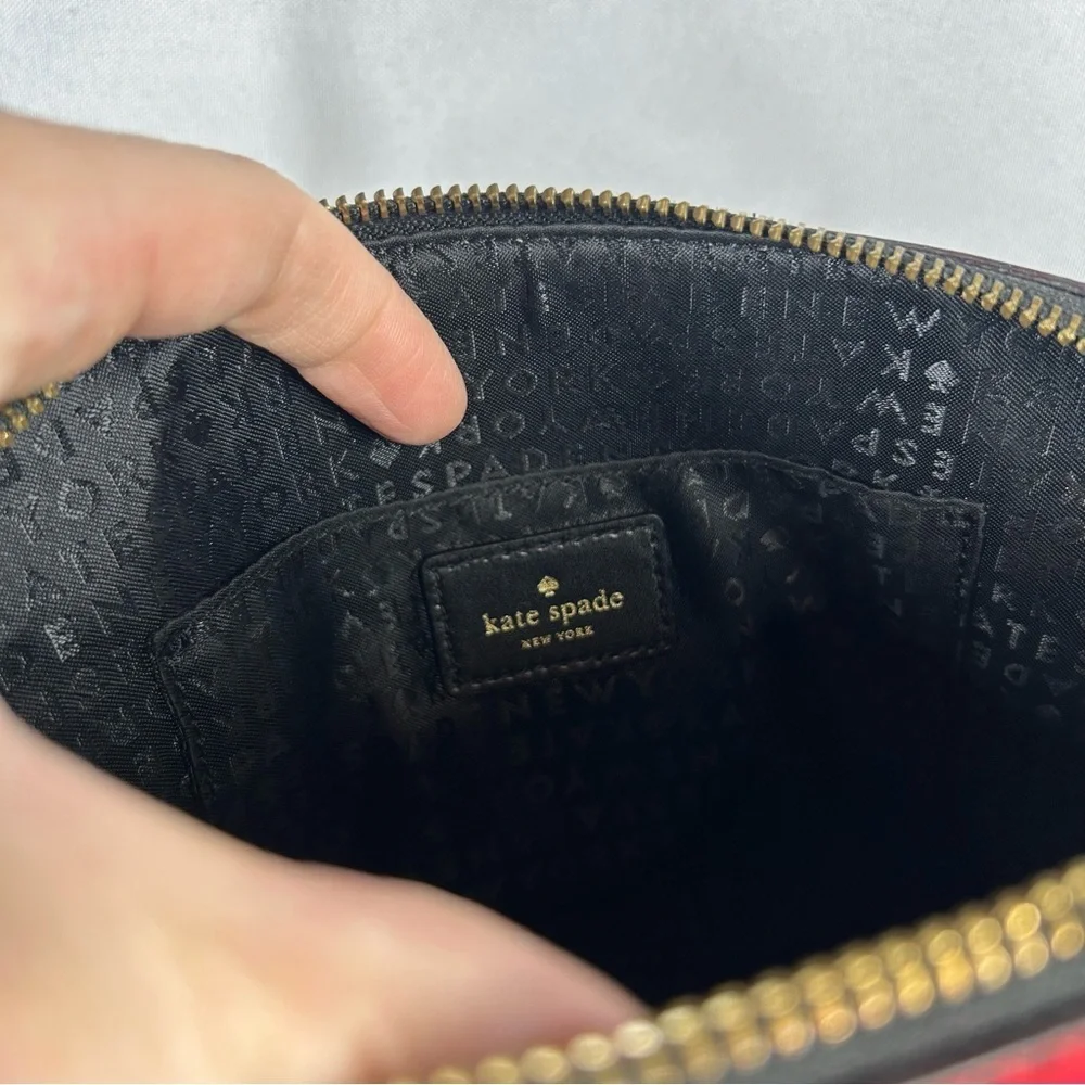 Kate Spade | Leather Floral Crossbody Red Black